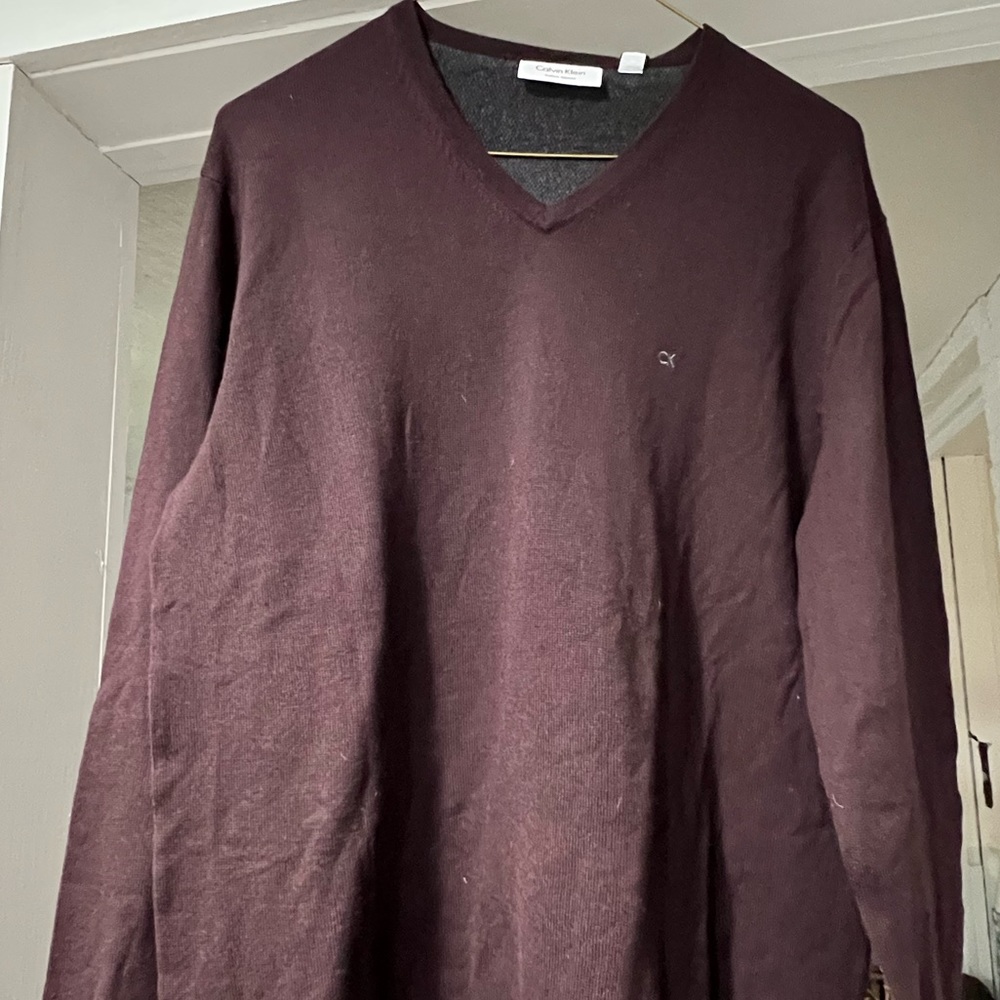 NWT Men’s Size M Maroon Calvin Klein Merino Wool Sweater